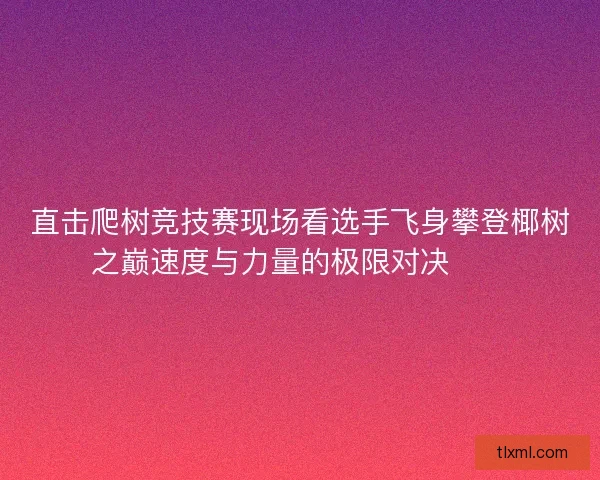 直击爬树竞技赛现场看选手飞身攀登椰树之巅速度与力量的极限对决🌴🏆 直击爬树竞技赛现场看选手飞身攀登椰树之巅速度与力量的极限对决🌴🏆