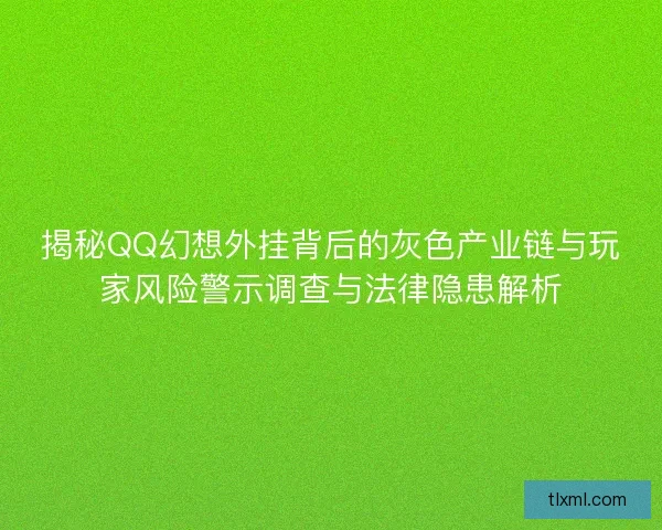 揭秘QQ幻想外挂背后的灰色产业链与玩家风险警示调查与法律隐患解析